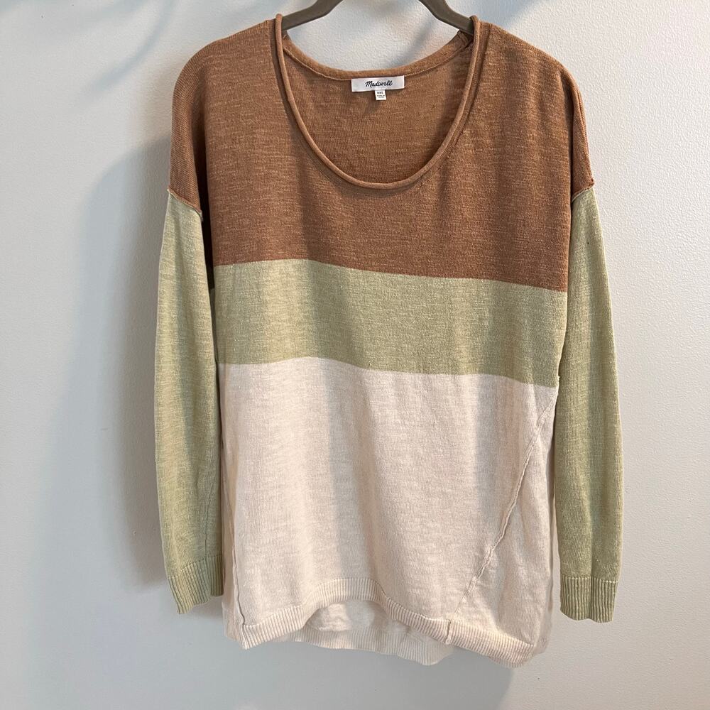 Madewell Palmdale Striped Linen Cotton Blend Pullover Sweater Size XXS